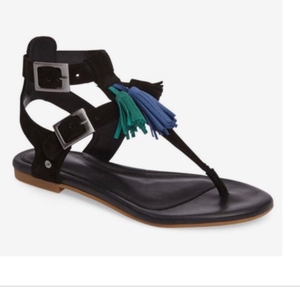 Ugg Lecia Suede Leather Tassel Thong Sandals